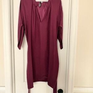 Elegant deep wine 100% silk elegant dress